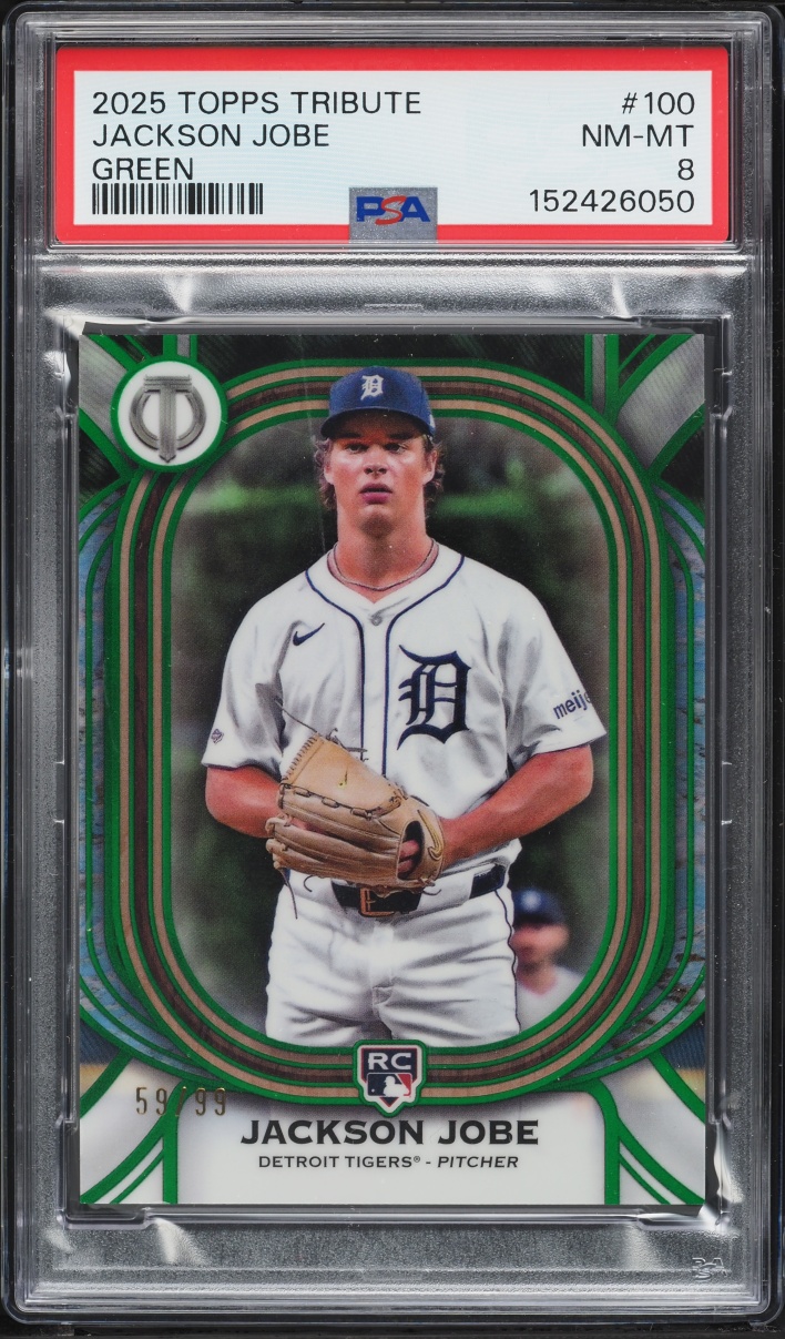 2025 Topps Tribute Green Jackson Jobe ROOKIE /99 #100 PSA 8 NM-MT