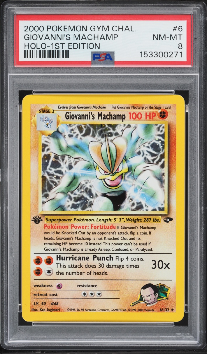 2000 Pokemon Gym Challenge 1st Edition Holo Giovanni's Machamp #6 PSA 8 NM-MT