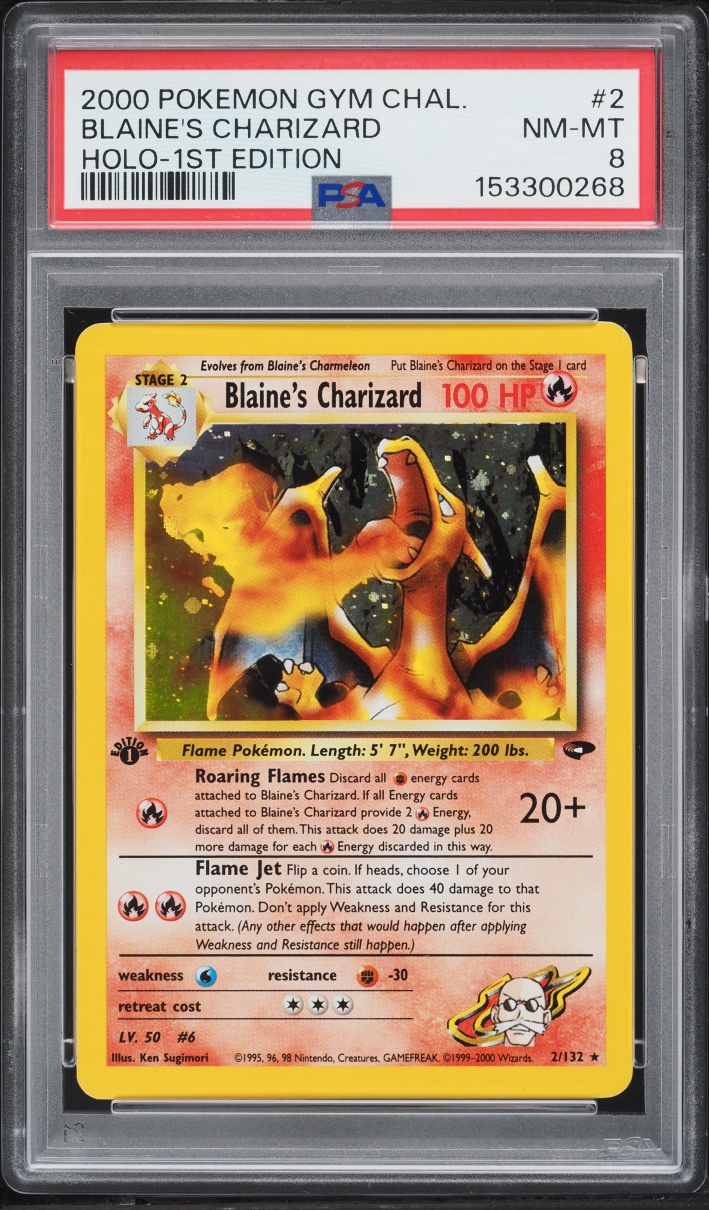 2000 Pokemon Gym Challenge 1st Edition Holo Blaine's Charizard #2 PSA 8 NM-MT