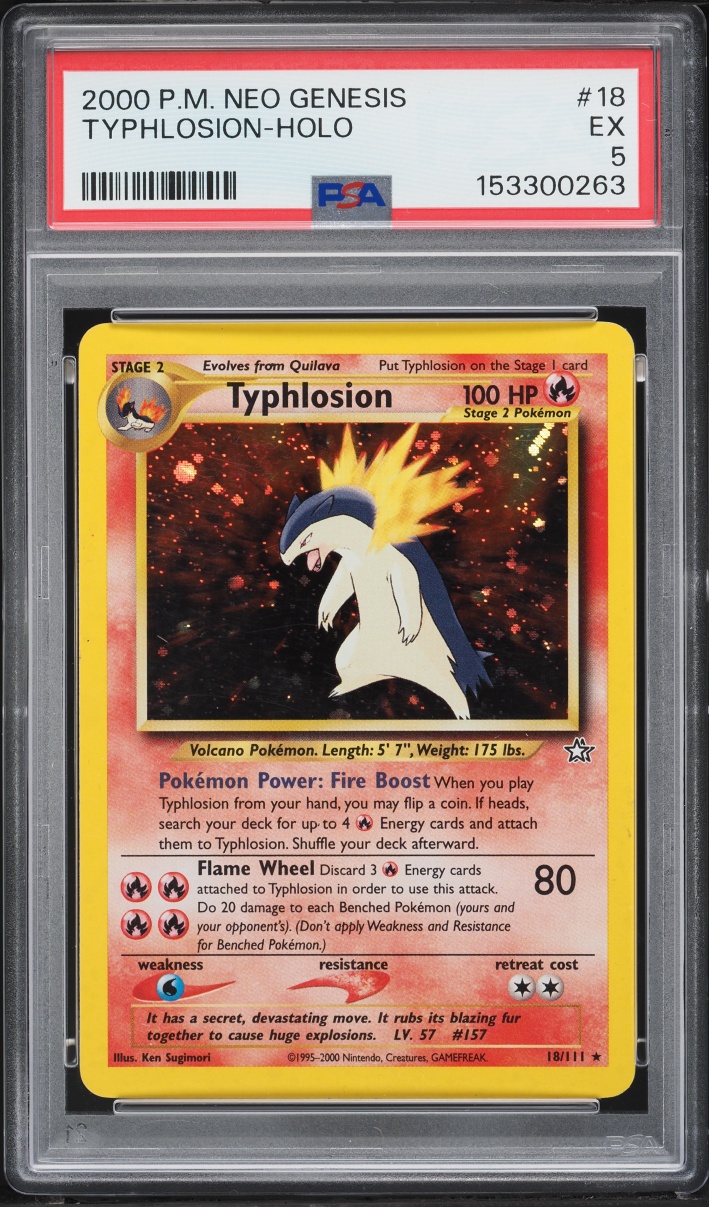 2000 Pokemon Neo Genesis Holo Typhlosion #18 PSA 5 EX