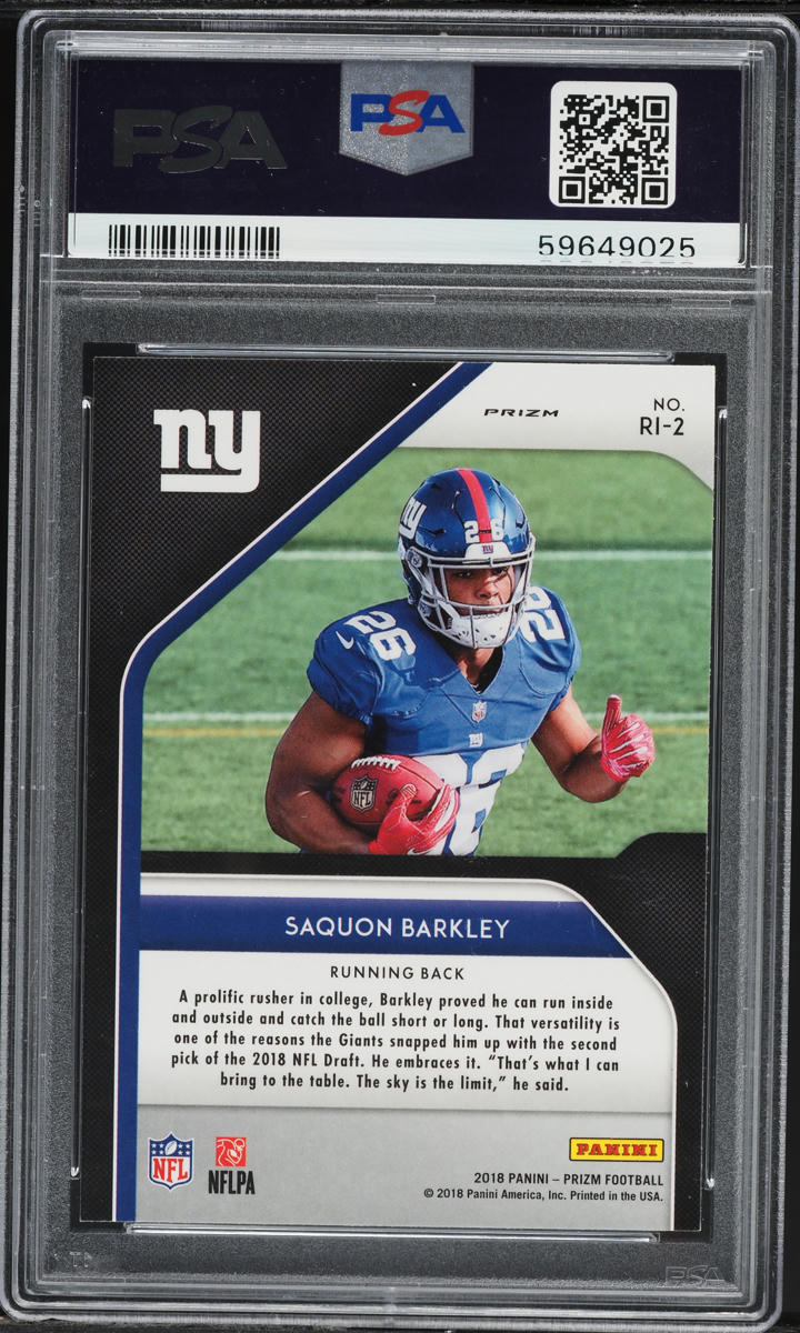 2018 Panini Prizm Introduction Silver Saquon Barkley ROOKIE #RI-2 PSA 10 GEM MINT