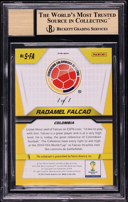 2014 Panini Prizm World Cup Black Radamel Falcao AUTO 1/1 #SFA BGS 9.5 GEM MINT
