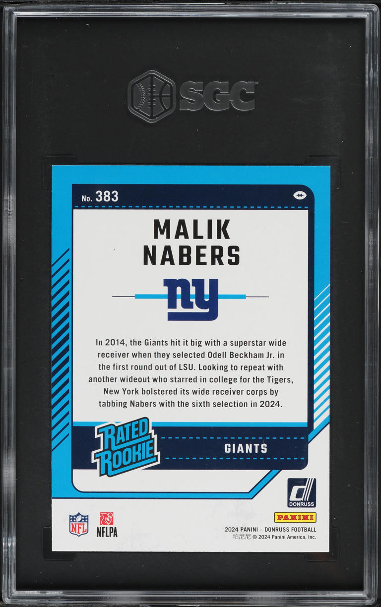 2024 Donruss Football Malik Nabers ROOKIE #383 SGC 9 MINT