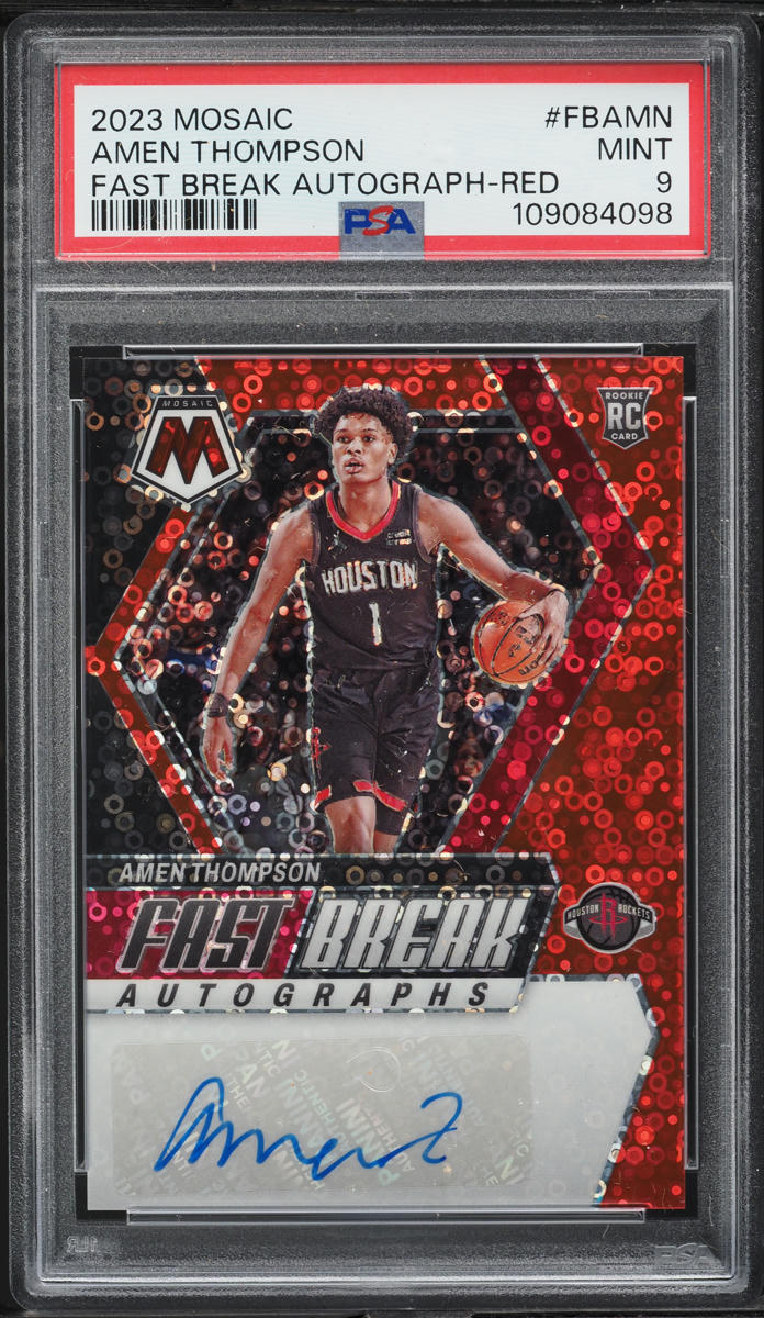 2023 Panini Mosaic Fast Break Red Amen Thompson ROOKIE AUTO /30 PSA 9 MINT