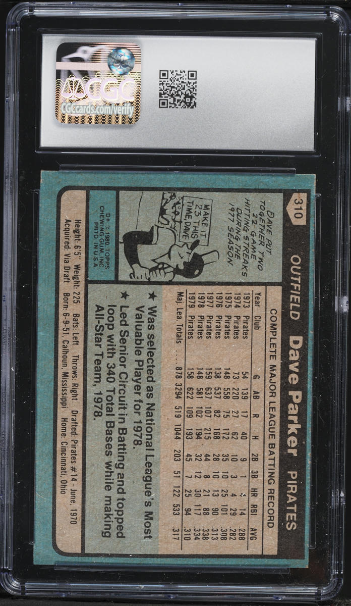 1980 Topps Dave Parker ALL-STAR #310 CGC 7.5 NRMT+