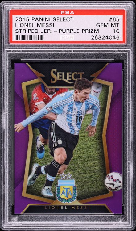 2015 Select Striped Jersey Purple Prizm Lionel Messi /99 #65 PSA 10 GEM MINT