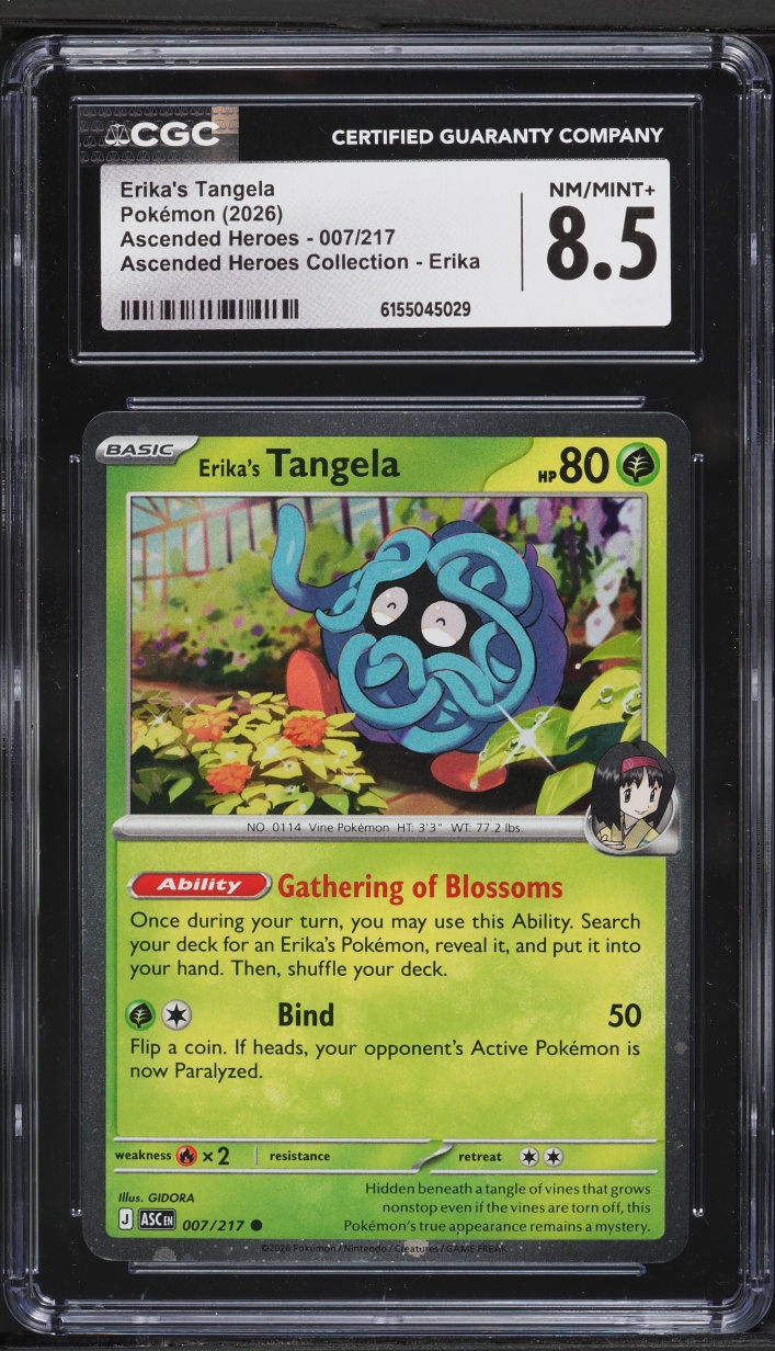 2026 Pokemon Mega Evolution Ascended Heroes Collection Erika's Tangela #7 CGC 8.5 NM-MT+