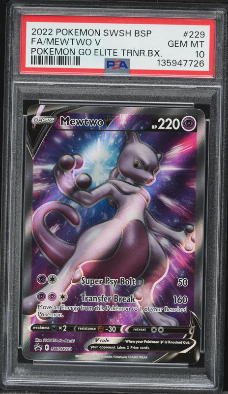 2022 Pokemon Japanese SWSH Pokemon GO Alt Art Mewtwo V #74 PSA 9