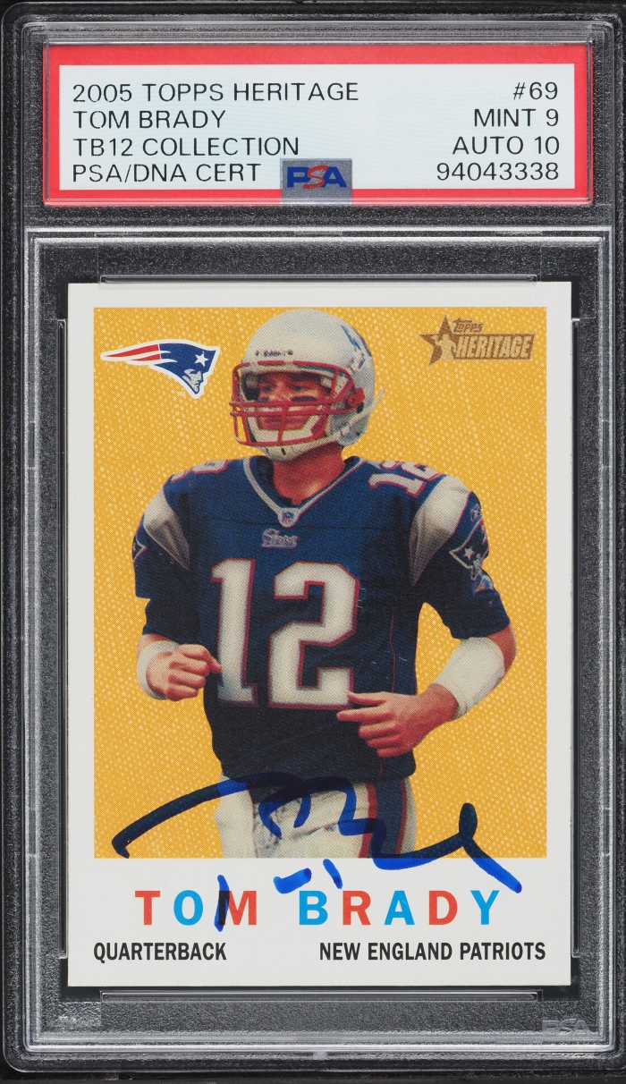 2005 Topps Heritage TB12 Collection Tom Brady AUTO DNA 10 #69 PSA 9 MINT