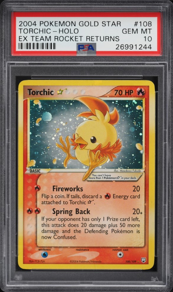 2004 Pokemon EX Team Rocket Returns Holo Torchic Gold Star #108 PSA 10 GEM MINT