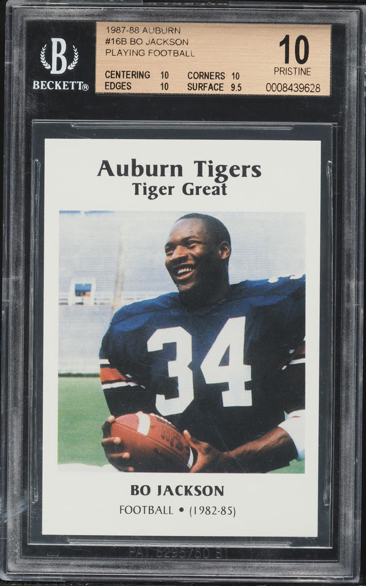 1987 Auburn Playing Football Bo Jackson #16B BGS 10 PRISTINE