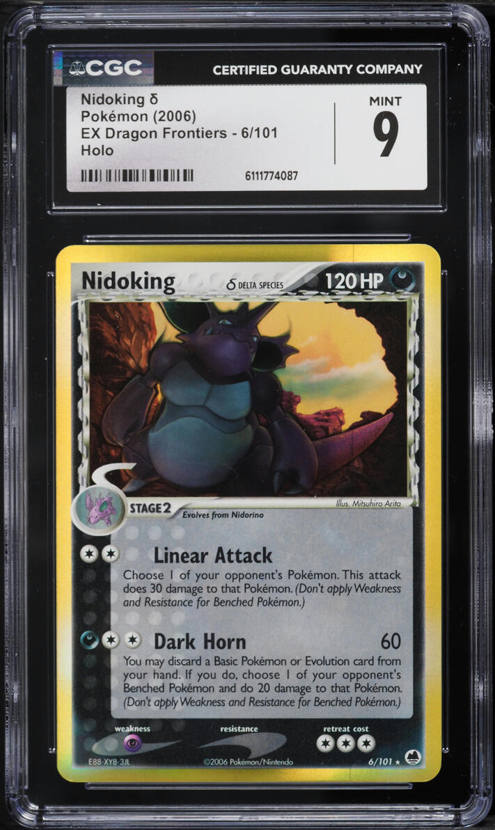 2006 Pokemon EX Dragon Frontiers Holo Nidoking #6 CGC 9 MINT