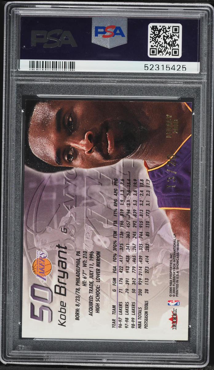 1999 Flair Showcase Legacy Collection Kobe Bryant /20 #50 PSA 8 NM-MT