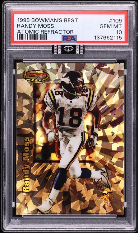 1998 Bowman's Best Atomic Refractor Randy Moss ROOKIE /100 #109 MBA PSA 10 GEM MINT
