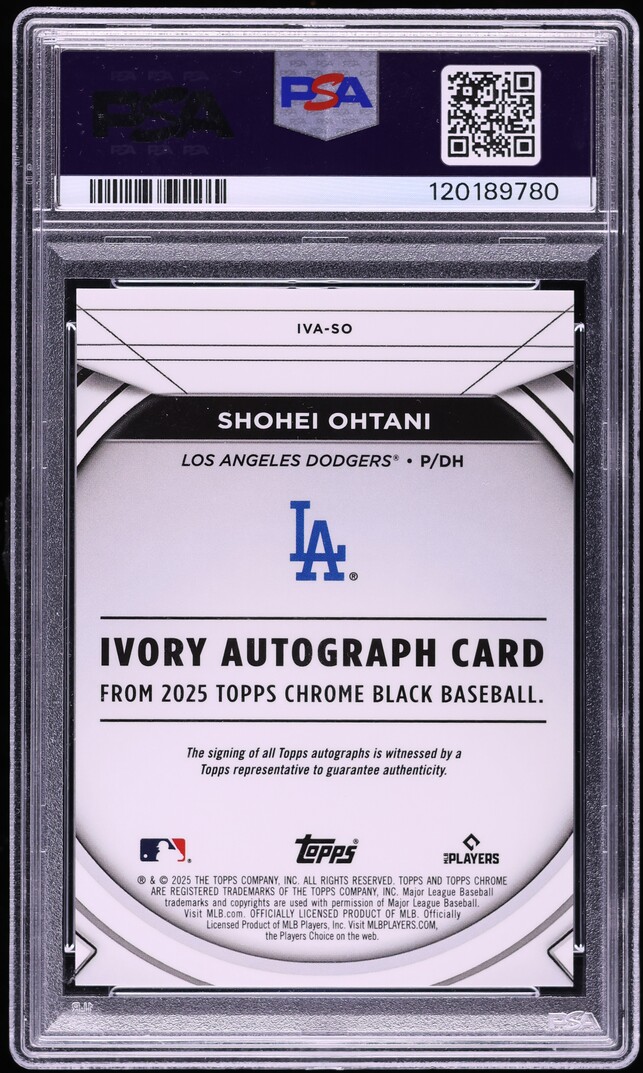 2025 Topps Chrome Black Ivory Red Trim Refractor Shohei Ohtani AUTO 5/5 #SO PSA 10 GEM MINT