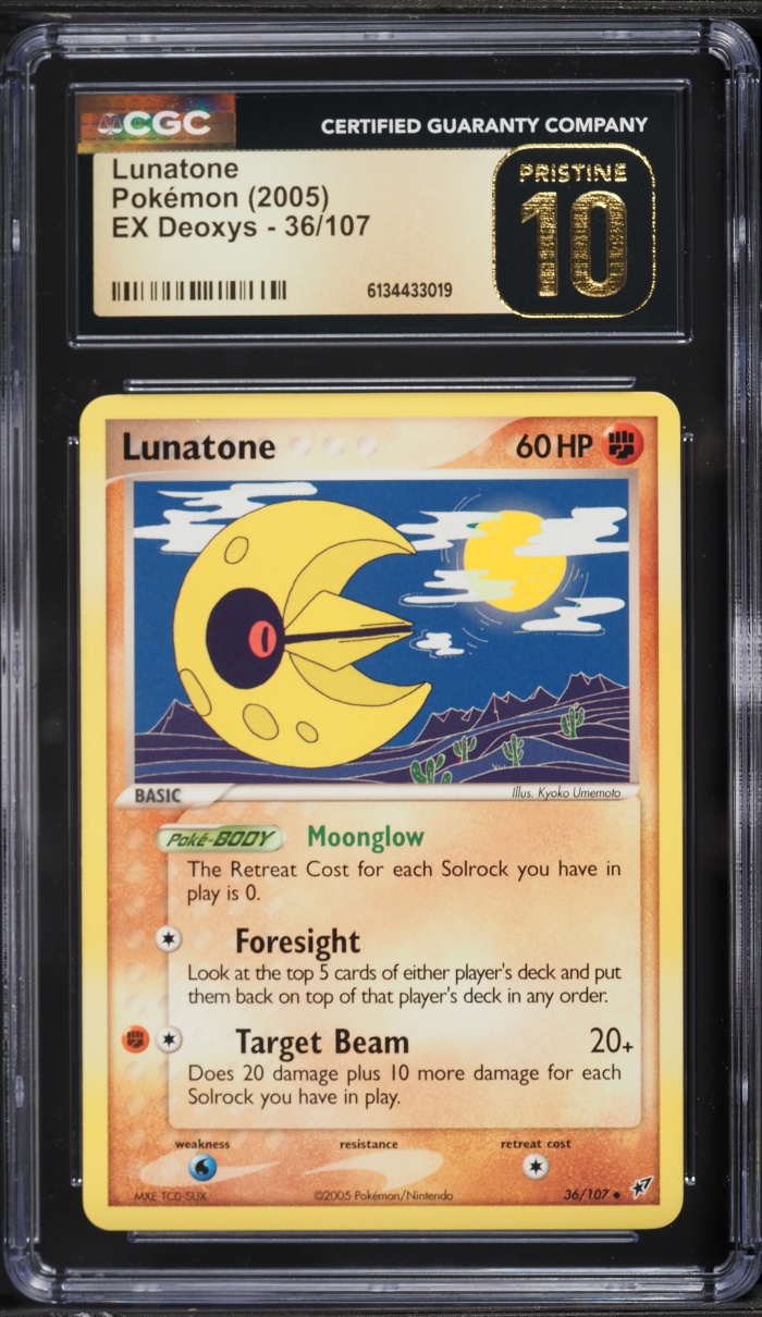 2005 Pokemon EX Deoxys Lunatone #36 CGC 10 PRISTINE