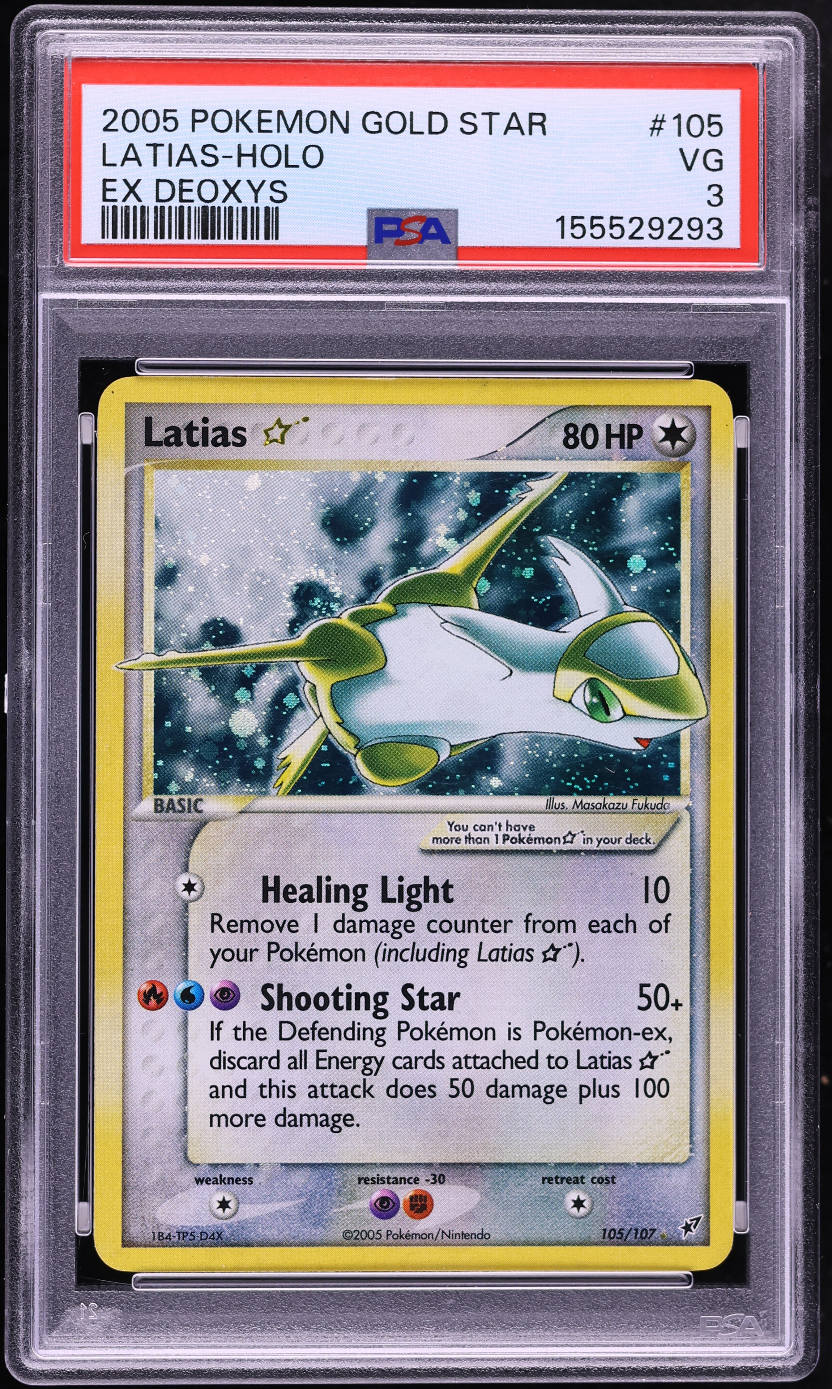 2005 Pokemon EX Deoxys Holo Latias Gold Star #105 PSA 3 VG