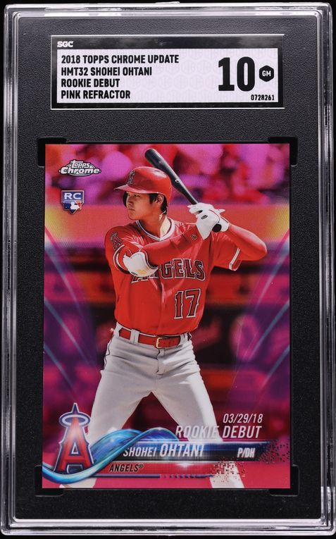 2018 Topps Chrome Update Pink Refractor Shohei Ohtani ROOKIE #HMT32 SGC 10 GEM MINT