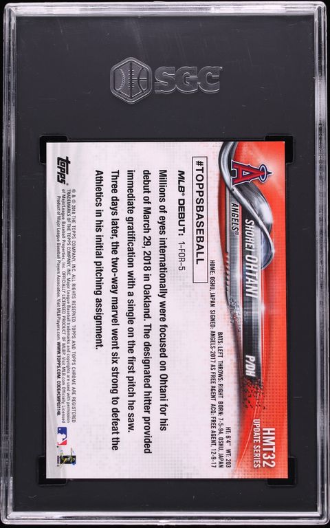 2018 Topps Chrome Update Pink Refractor Shohei Ohtani ROOKIE #HMT32 SGC 10 GEM MINT