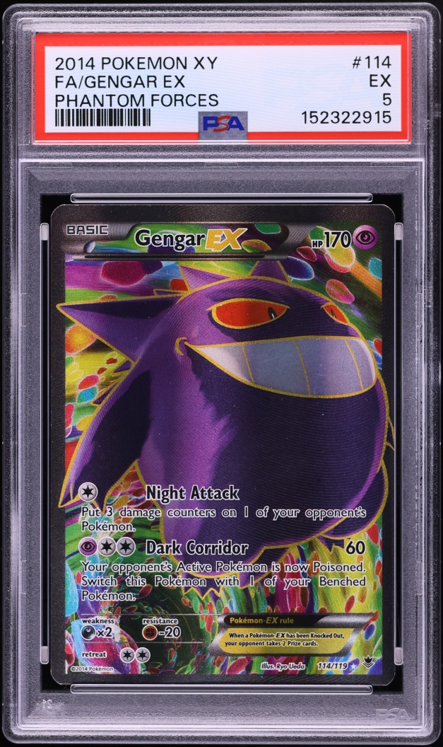 2014 Pokemon XY Phantom Forces Full Art Gengar EX #114 PSA 5 EX