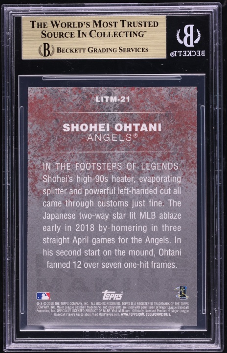 2018 Topps Update Legends In The Making Shohei Ohtani ROOKIE #LITM-21 BGS 9.5 GEM MINT