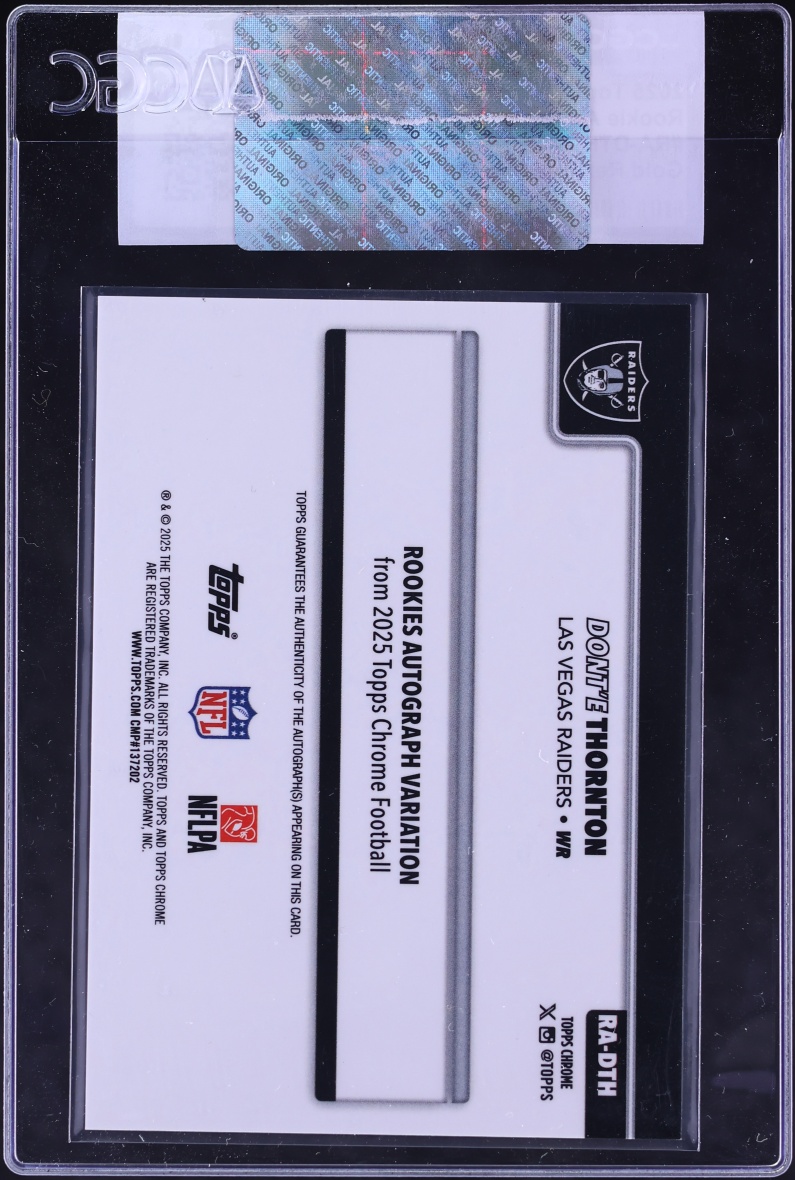 2025 Topps Chrome Gold Refractor Dont'e Thornton Jr. ROOKIE AUTO /50 #RA-DTH CGC AUTH