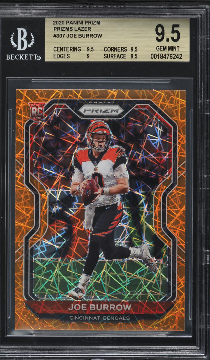 2020 Panini Prizm Lazer Joe Burrow ROOKIE #307 BGS 9.5 GEM MINT