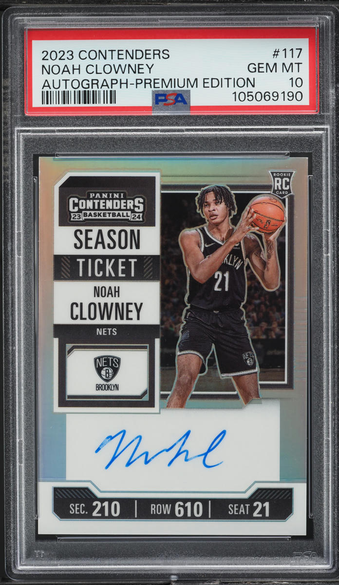 2023 Panini Contenders Premium Edition Noah Clowney ROOKIE AUTO #117 PSA 10 GEM