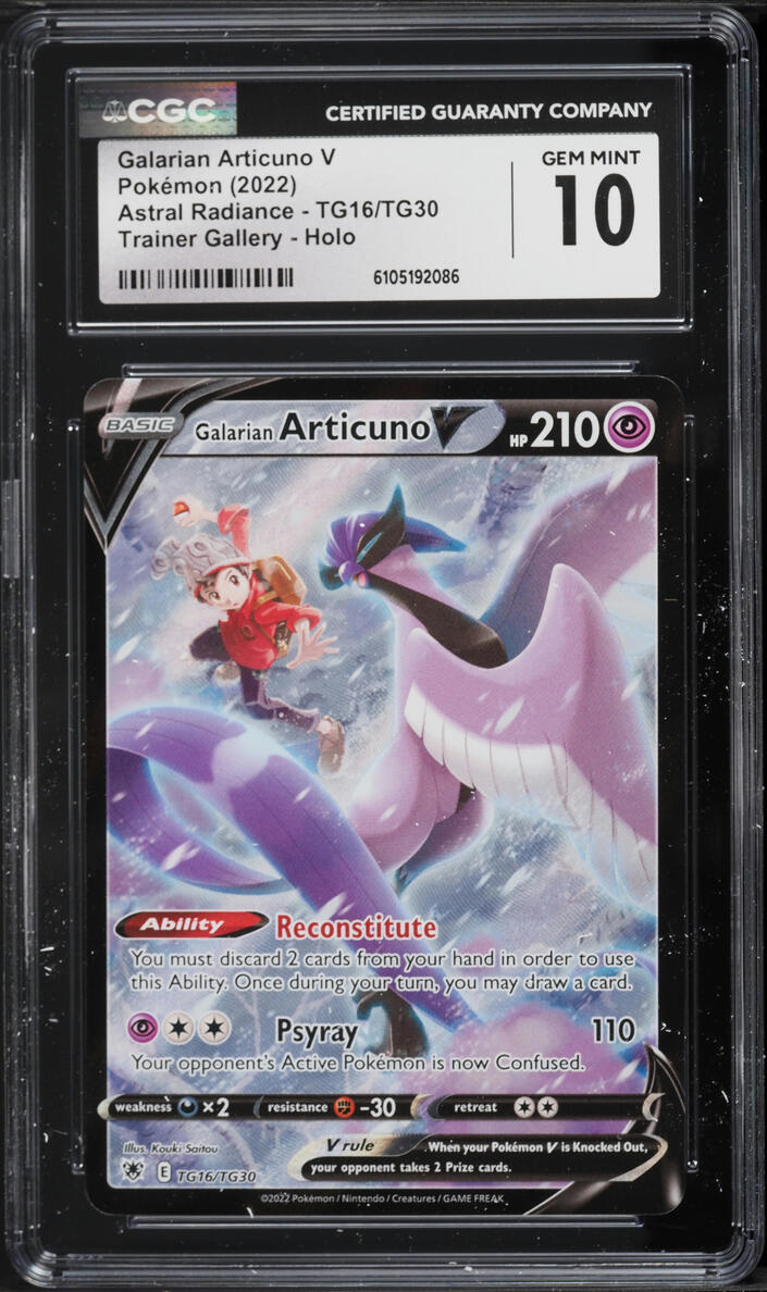 2022 Pokemon Sword & Shield Astral Radiance CHR Galarian Articuno V #TG16 CGC 10 GEM MINT