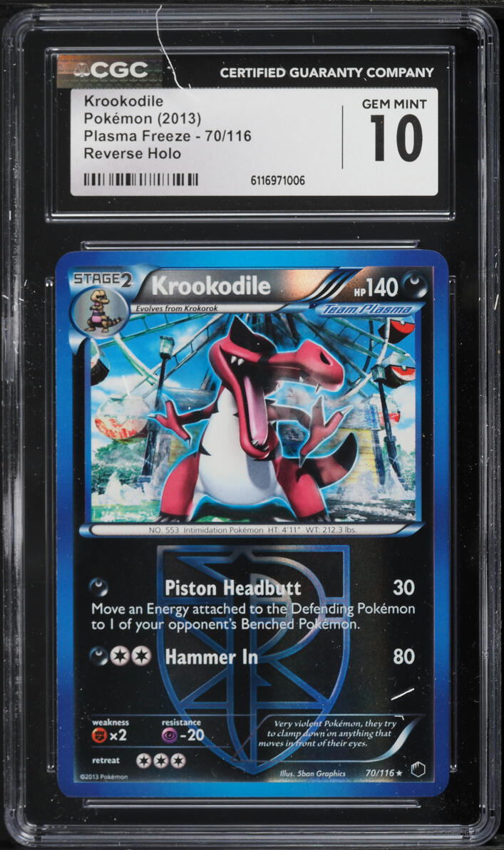 2013 Pokemon Black & White Plasma Freeze Reverse Holo Krookodile #70 CGC 10 GEM MINT