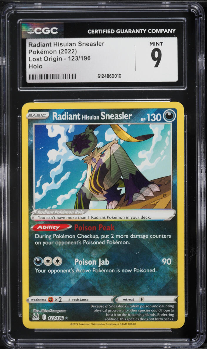 2022 Pokemon Sword & Shield Lost Origin Radiant Hisuian Sneasler #123 CGC 9 MINT