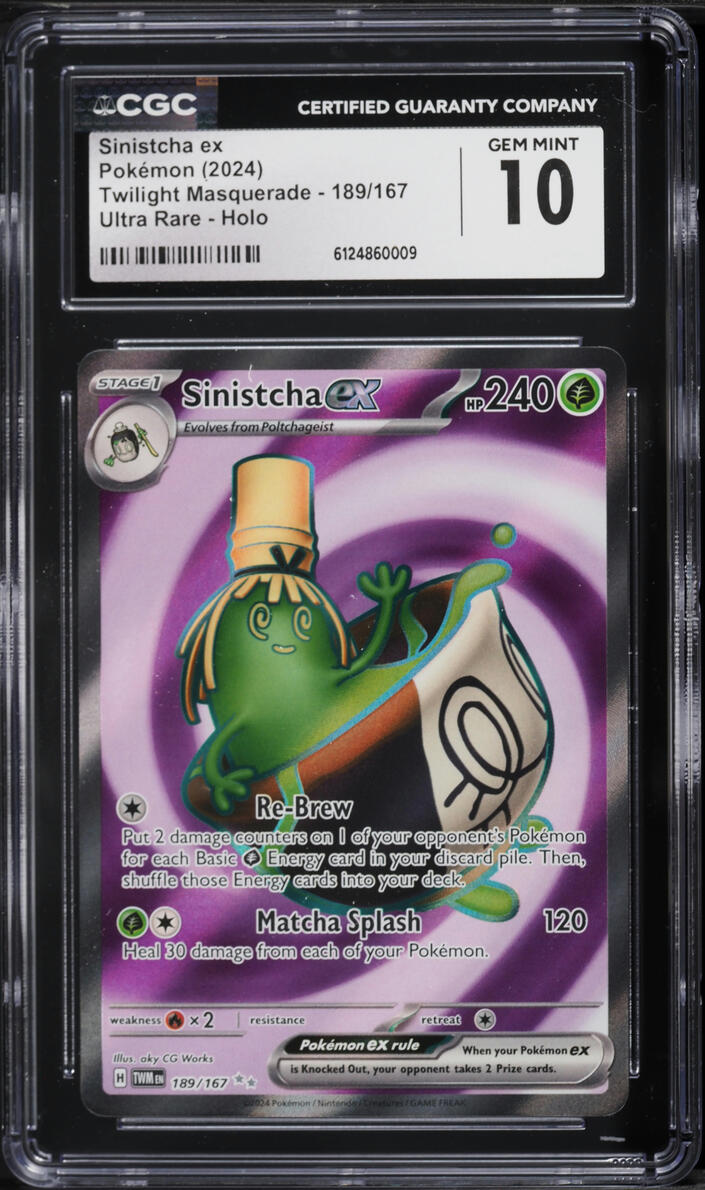 2024 Pokemon Scarlet & Violet Twilight Masquerade Full Art Sinistcha ex #189 CGC 10 GEM MINT