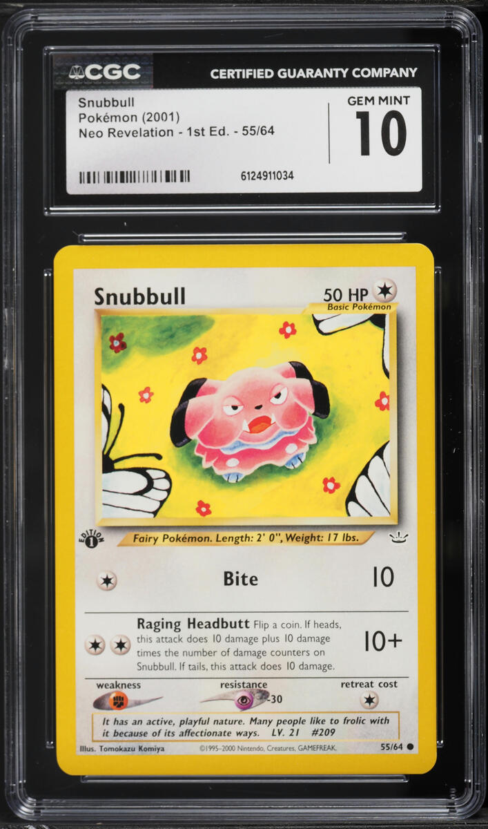 2001 Pokemon Neo Revelation 1st Edition Snubbull #55 CGC 10 GEM MINT