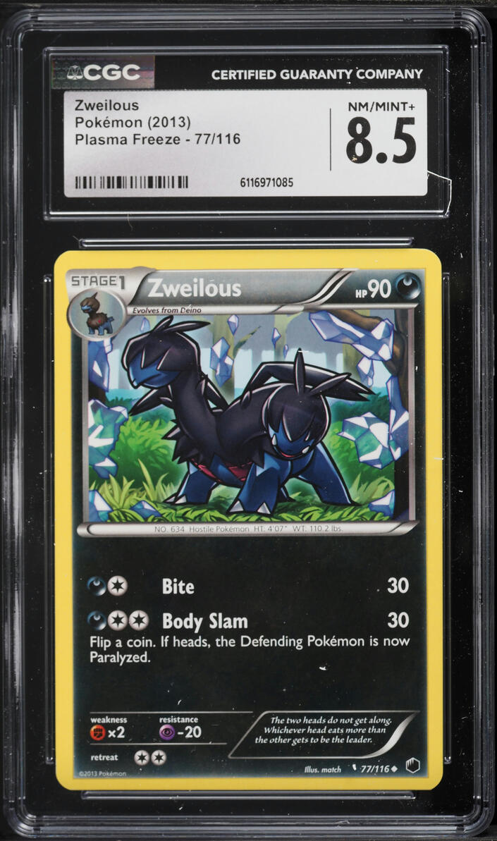 2013 Pokemon Black & White Plasma Freeze Zweilous #77 CGC 8.5 NM-MT+