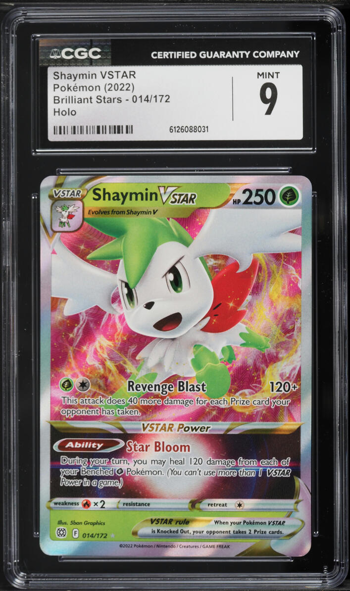 2022 Pokemon Sword & Shield Brilliant Stars Holo Shaymin VSTAR #14 CGC 9 MINT