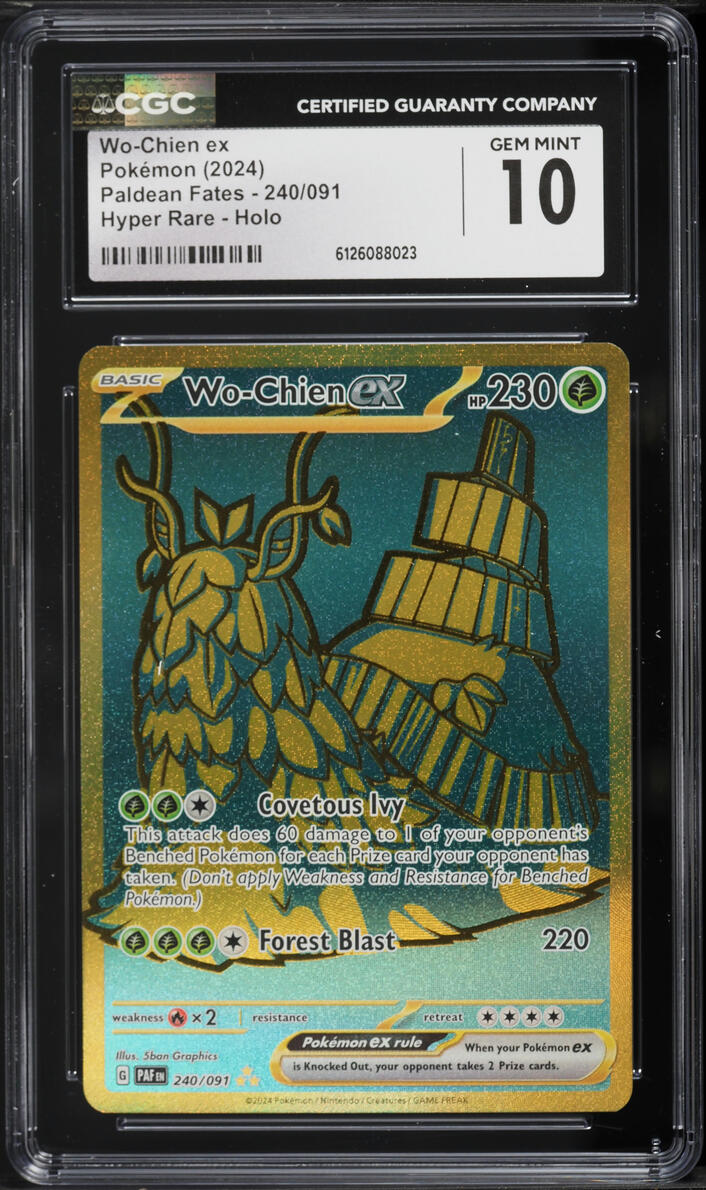 2024 Pokemon Scarlet & Violet Paldean Fates Gold Rare Wo-Chien EX #240 CGC 10 GEM MINT