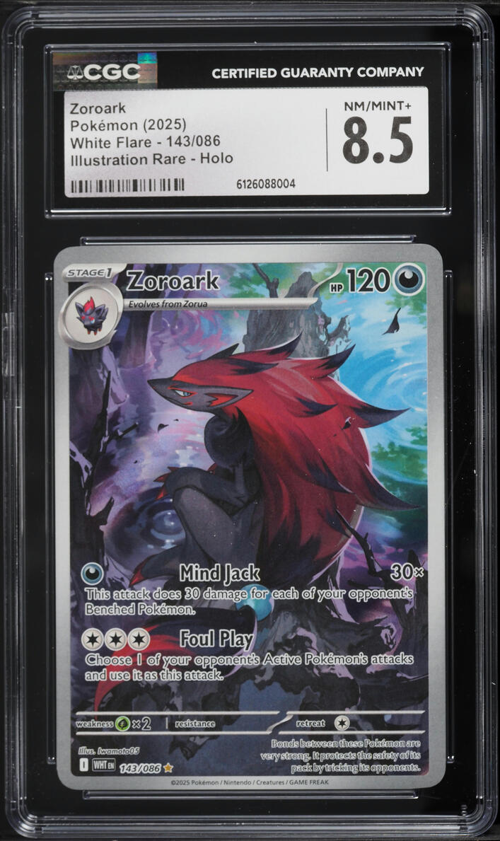 2025 Pokemon Scarlet & Violet White Flare IR Zoroark #143 CGC 8.5 NM-MT+
