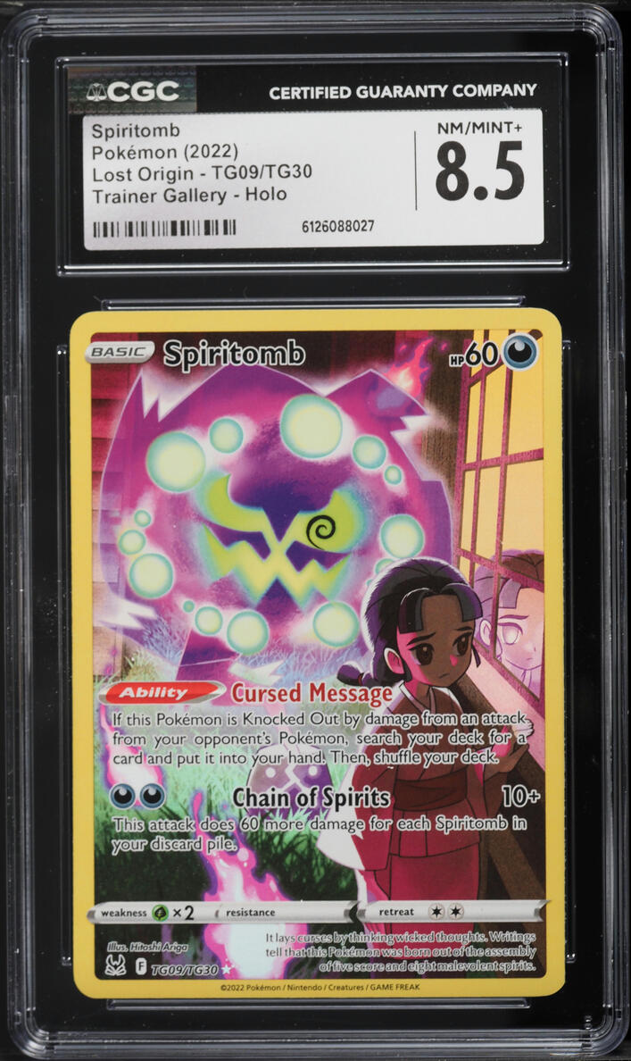 2022 Pokemon Sword & Shield Lost Origin CHR Spiritomb #TG09 CGC 8.5 NM-MT+