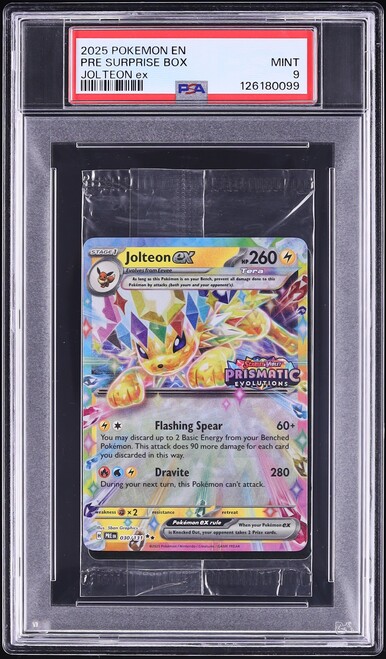 2025 Pokemon SV Promo Prismatic Evolutions Surprise Box Cello Pack Holo Jolteon ex #30 PSA 9