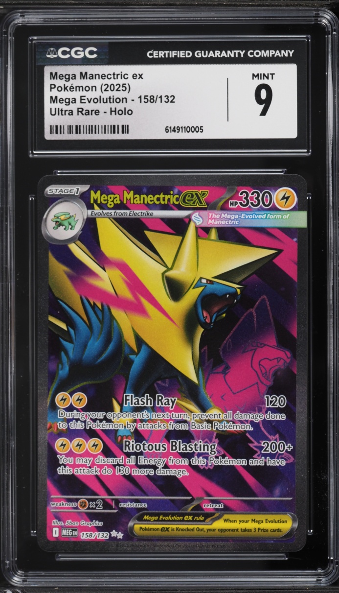 2025 Pokemon Mega Evolution Full Art Mega Manectric Ex #158 CGC 9 MINT