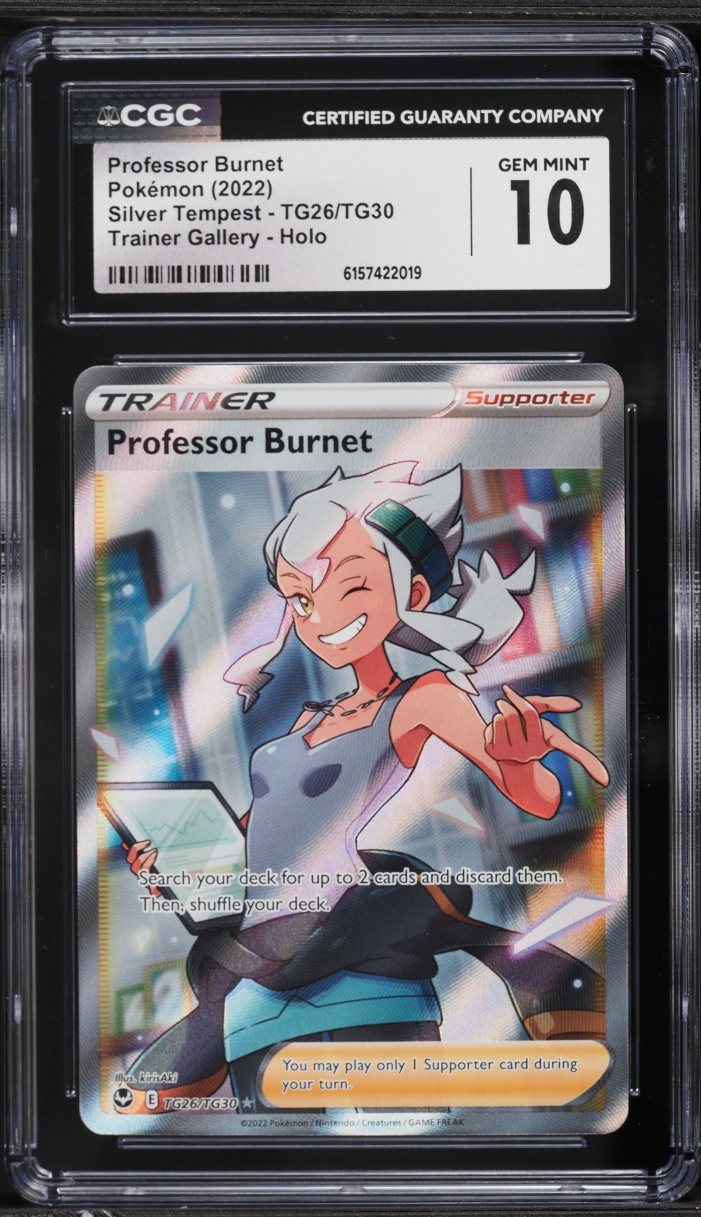 2022 Pokemon Sword & Shield Silver Tempest CHR Professor Burnet #TG26 CGC 10 GEM MINT