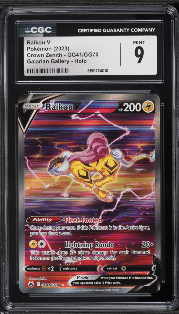 2023 Pokemon Sword & Shield Crown Zenith Full Art Raikou V #GG41 CGC 9 MINT