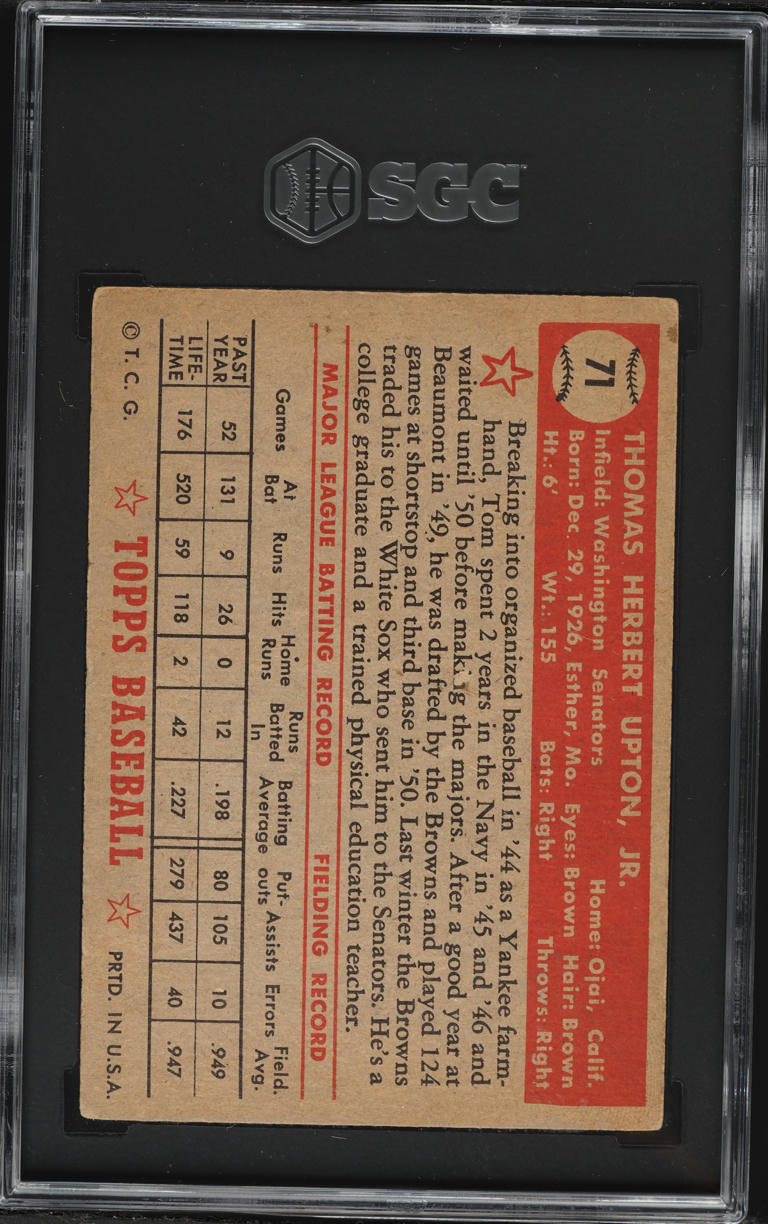 1952 Topps Tom Upton #71 SGC 4 VGEX