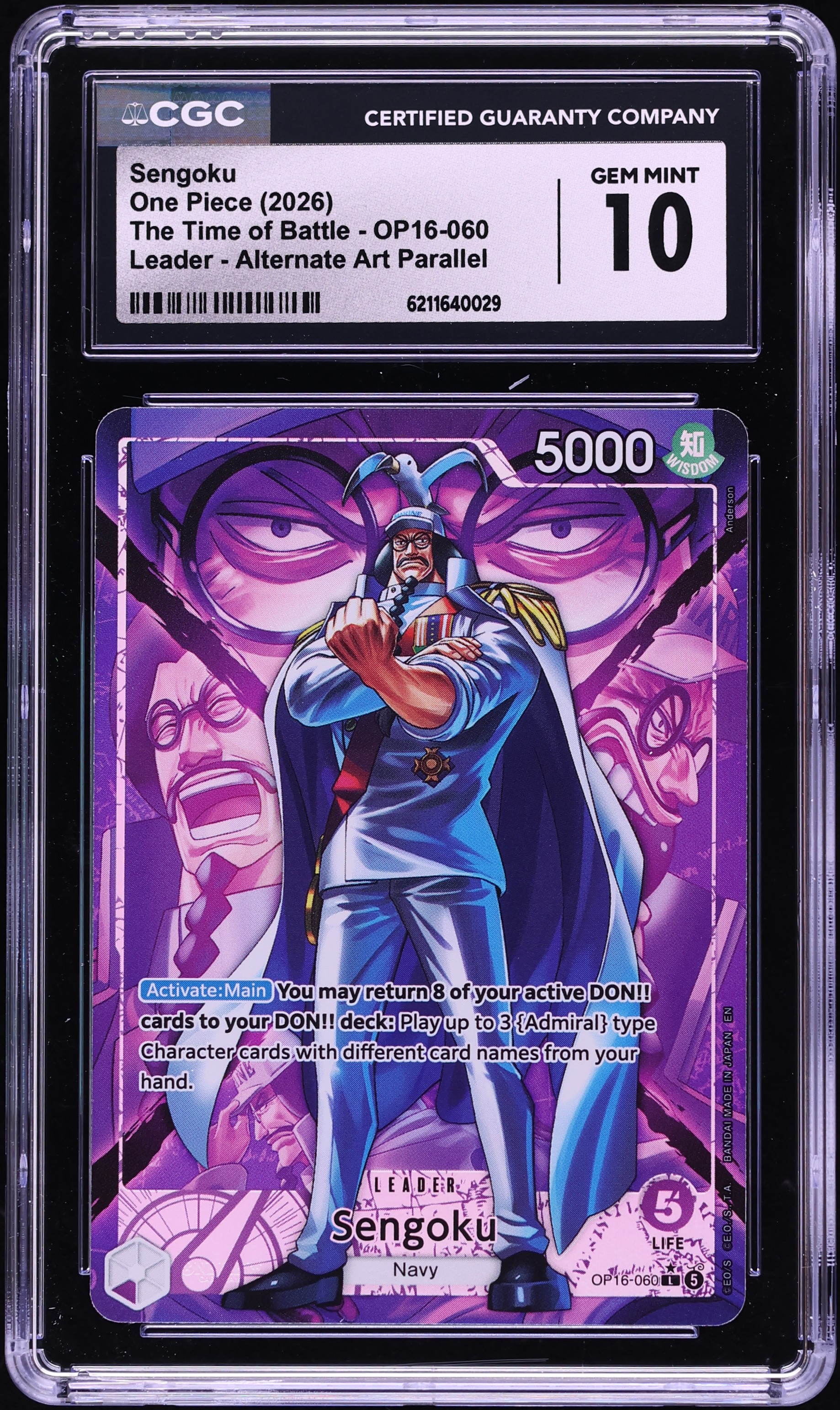2026 One Piece The Time Of Battle Alt Art Leader Sengoku #OP16-060 CGC 10 GEM MINT