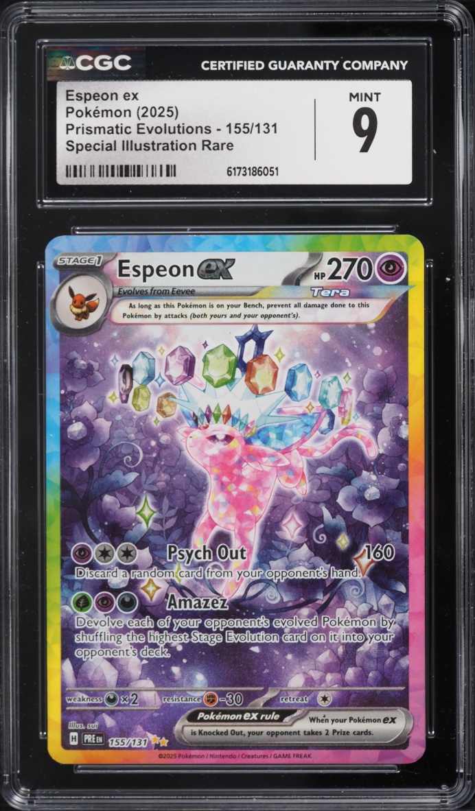 2025 Pokemon Scarlet & Violet Prismatic Evolutions SIR Espeon Ex #155 CGC 9 MINT