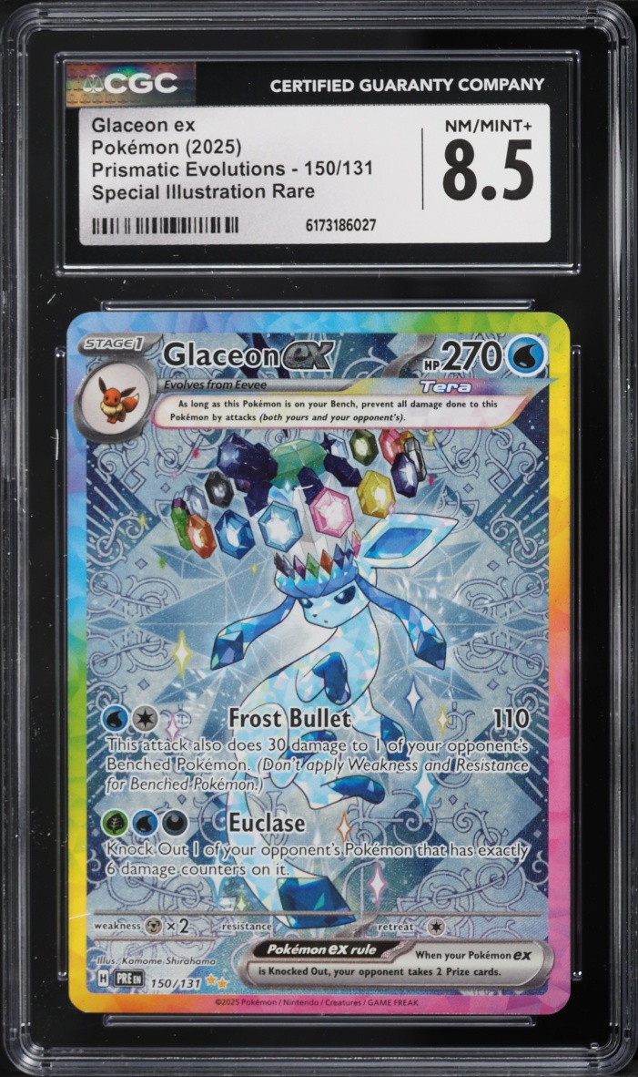 2025 Pokemon Scarlet & Violet Prismatic Evolutions SIR Glaceon EX #150 CGC 8.5 NM-MT+