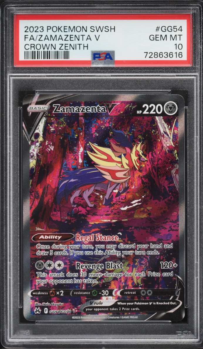 2023 Pokemon Sword & Shield Crown Zenith Alt Art Zamazenta V #GG54 PSA 10 GEM MINT