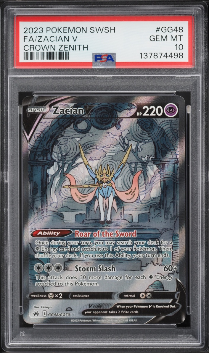2023 Pokemon Sword & Shield Crown Zenith Full Art Zacian V #GG48 PSA 10 GEM MINT