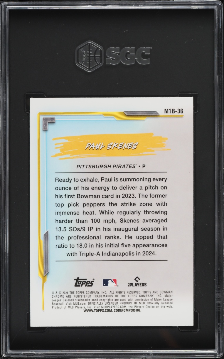 2024 Bowman Chrome My 1st Bowman Paul Skenes ROOKIE #M1B-36 SGC 10 GEM MINT