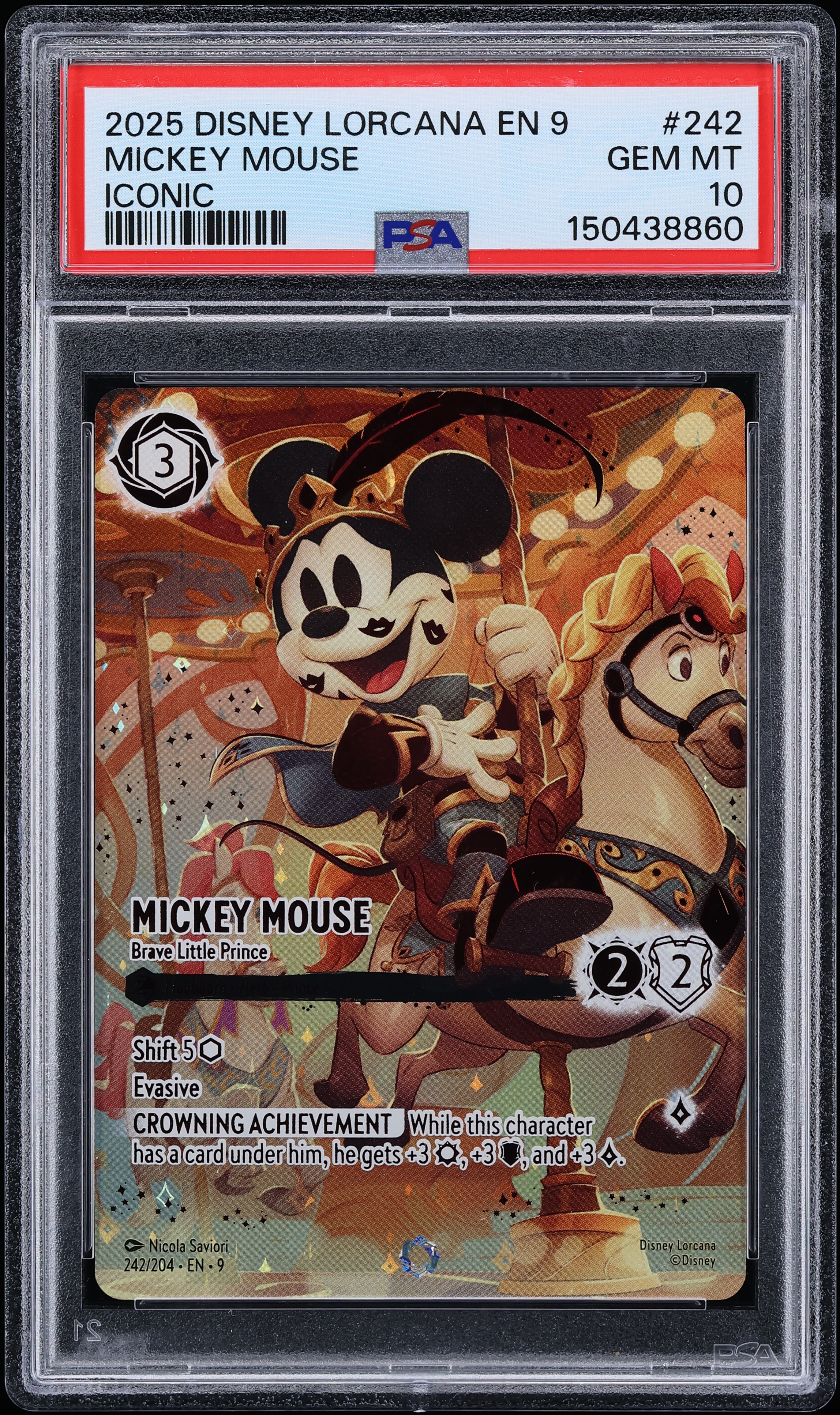 2025 Disney Lorcana Fabled Iconic Mickey Mouse Brave Little Prince #242 PSA 10 GEM MINT